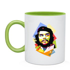 Кружка двухцветная с принтом Che Guevara в Белгороде, керамика | объем — 330 мл, диаметр — 80 мм. Цветная ручка и кайма сверху, в некоторых цветах — вся внутренняя часть | че гевара
