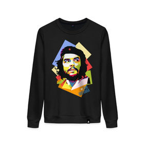 Женский свитшот хлопок с принтом Che Guevara в Белгороде, 100% хлопок | прямой крой, круглый вырез, на манжетах и по низу широкая трикотажная резинка  | Тематика изображения на принте: че гевара