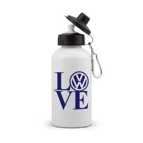 Бутылка спортивная с принтом Volkswagen love в Белгороде, металл | емкость — 500 мл, в комплекте две пластиковые крышки и карабин для крепления | Тематика изображения на принте: love | volkswagen | любовь | фольксваген