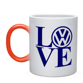 Кружка хамелеон с принтом Volkswagen love в Белгороде, керамика | меняет цвет при нагревании, емкость 330 мл | Тематика изображения на принте: love | volkswagen | любовь | фольксваген