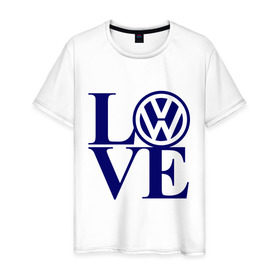 Мужская футболка хлопок с принтом Volkswagen love в Белгороде, 100% хлопок | прямой крой, круглый вырез горловины, длина до линии бедер, слегка спущенное плечо. | love | volkswagen | любовь | фольксваген
