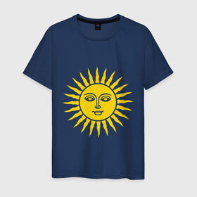 Мужская футболка хлопок с принтом Русское солнце в Белгороде, 100% хлопок | прямой крой, круглый вырез горловины, длина до линии бедер, слегка спущенное плечо. | русское | солнце | ярило