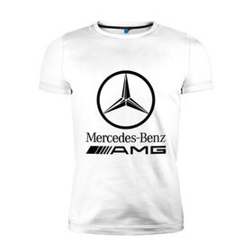 Мужская футболка премиум с принтом AMG в Белгороде, 92% хлопок, 8% лайкра | приталенный силуэт, круглый вырез ворота, длина до линии бедра, короткий рукав | amg | benz | logo | mercedes | авто | амг | лого | мерс | мерседес бенс