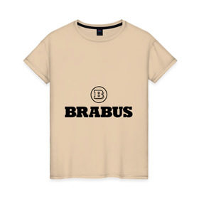 Женская футболка хлопок с принтом Brabus в Белгороде, 100% хлопок | прямой крой, круглый вырез горловины, длина до линии бедер, слегка спущенное плечо | benz | brabus | logo | mercedes | авто | брабус | лого | мерс | мерседес бенс