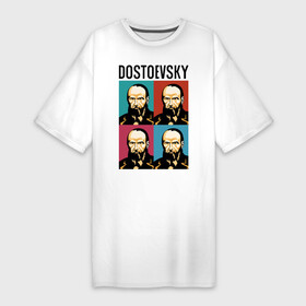 Платье-футболка хлопок с принтом Достоевский в Белгороде,  |  | dostoevsky | достоевский | книга | писатель