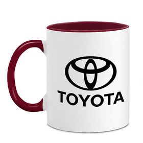 Кружка двухцветная с принтом Toyota Logo в Белгороде, керамика | объем — 330 мл, диаметр — 80 мм. Цветная ручка и кайма сверху, в некоторых цветах — вся внутренняя часть | logo | toyota | логотип | тойота