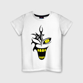 Детская футболка хлопок с принтом Страшное лицо в Белгороде, 100% хлопок | круглый вырез горловины, полуприлегающий силуэт, длина до линии бедер | демон | лицо | страшный