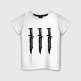 Детская футболка хлопок с принтом Три ножа в Белгороде, 100% хлопок | круглый вырез горловины, полуприлегающий силуэт, длина до линии бедер | нож | три ножа