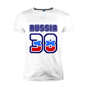 Мужская футболка премиум с принтом Russia - 38 (Иркутская область) в Белгороде, 92% хлопок, 8% лайкра | приталенный силуэт, круглый вырез ворота, длина до линии бедра, короткий рукав | 