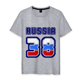 Мужская футболка хлопок с принтом Russia - 38 (Иркутская область) в Белгороде, 100% хлопок | прямой крой, круглый вырез горловины, длина до линии бедер, слегка спущенное плечо. | 