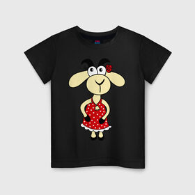 Детская футболка хлопок с принтом Козочка в Белгороде, 100% хлопок | круглый вырез горловины, полуприлегающий силуэт, длина до линии бедер | Тематика изображения на принте: 2015 | баран | барашек | коза | козочка | новый год | овечка | овца | рога | рождество | роза