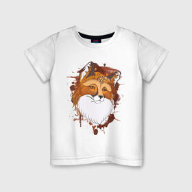 Детская футболка хлопок с принтом Лиса в Белгороде, 100% хлопок | круглый вырез горловины, полуприлегающий силуэт, длина до линии бедер | Тематика изображения на принте: fox | акварель | животные | лисы | мило