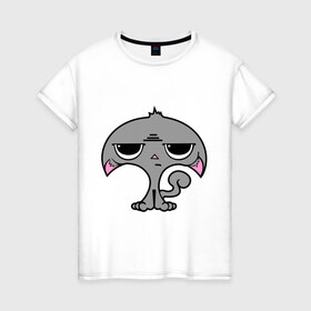 Женская футболка хлопок с принтом Недовольный котенок в Белгороде, 100% хлопок | прямой крой, круглый вырез горловины, длина до линии бедер, слегка спущенное плечо | 