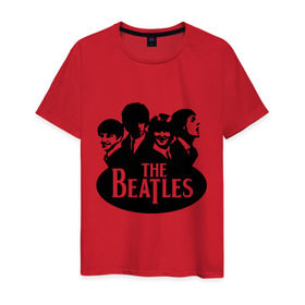 Мужская футболка хлопок с принтом The Beatles 1 в Белгороде, 100% хлопок | прямой крой, круглый вырез горловины, длина до линии бедер, слегка спущенное плечо. | Тематика изображения на принте: beatles | harrison | lennon | mccartmey | starr | битлз