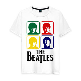 Мужская футболка хлопок с принтом The Beatles в Белгороде, 100% хлопок | прямой крой, круглый вырез горловины, длина до линии бедер, слегка спущенное плечо. | Тематика изображения на принте: beatles | битлз | битлы