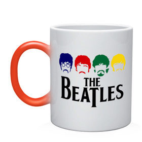 Кружка хамелеон с принтом The Beatles 3 в Белгороде, керамика | меняет цвет при нагревании, емкость 330 мл | Тематика изображения на принте: beatles | harrison | lennon | mccartmey | starr | битлз