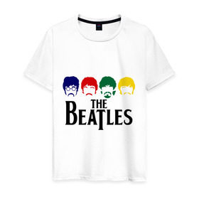 Мужская футболка хлопок с принтом The Beatles 3 в Белгороде, 100% хлопок | прямой крой, круглый вырез горловины, длина до линии бедер, слегка спущенное плечо. | beatles | harrison | lennon | mccartmey | starr | битлз