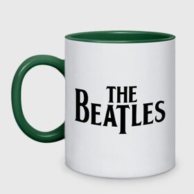 Кружка двухцветная с принтом The Beatles в Белгороде, керамика | объем — 330 мл, диаметр — 80 мм. Цветная ручка и кайма сверху, в некоторых цветах — вся внутренняя часть | Тематика изображения на принте: beatles | битлз
