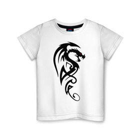 Детская футболка хлопок с принтом Дракон (стильный трайбл) в Белгороде, 100% хлопок | круглый вырез горловины, полуприлегающий силуэт, длина до линии бедер | dragon | tattoo | дракон | тату | трайбл