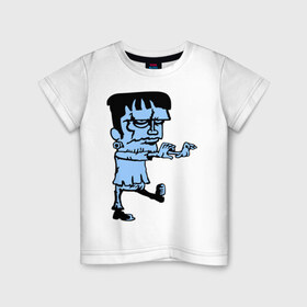 Детская футболка хлопок с принтом Монстр Франкенштейна в Белгороде, 100% хлопок | круглый вырез горловины, полуприлегающий силуэт, длина до линии бедер | зомби