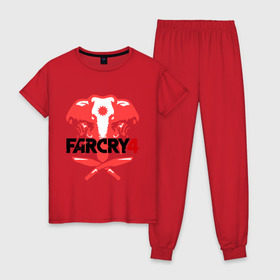 Женская пижама хлопок с принтом Far Cry 4 (1) в Белгороде, 100% хлопок | брюки и футболка прямого кроя, без карманов, на брюках мягкая резинка на поясе и по низу штанин | cry | far | far cry | ubisoft | край | фар | фаркрай | юбисофт