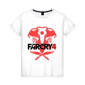 Женская футболка хлопок с принтом Far Cry 4 (1) в Белгороде, 100% хлопок | прямой крой, круглый вырез горловины, длина до линии бедер, слегка спущенное плечо | cry | far | far cry | ubisoft | край | фар | фаркрай | юбисофт