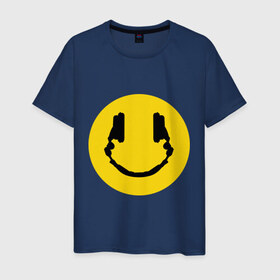 Мужская футболка хлопок с принтом Smile Music в Белгороде, 100% хлопок | прямой крой, круглый вырез горловины, длина до линии бедер, слегка спущенное плечо. | Тематика изображения на принте: music | smile | смайл наушники