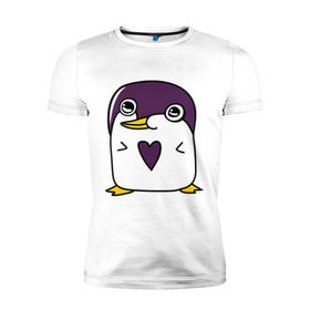Мужская футболка премиум с принтом Нарисованный пингвин в Белгороде, 92% хлопок, 8% лайкра | приталенный силуэт, круглый вырез ворота, длина до линии бедра, короткий рукав | пингвин