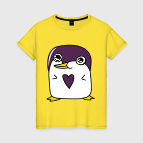 Женская футболка хлопок с принтом Нарисованный пингвин в Белгороде, 100% хлопок | прямой крой, круглый вырез горловины, длина до линии бедер, слегка спущенное плечо | пингвин
