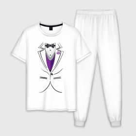 Мужская пижама хлопок с принтом Костюм жениха в Белгороде, 100% хлопок | брюки и футболка прямого кроя, без карманов, на брюках мягкая резинка на поясе и по низу штанин
 | Тематика изображения на принте: бабочка