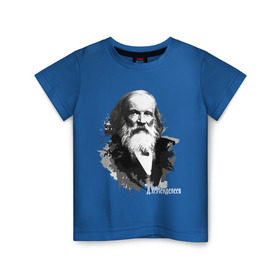 Детская футболка хлопок с принтом Менделеев в Белгороде, 100% хлопок | круглый вырез горловины, полуприлегающий силуэт, длина до линии бедер | менделеев | профессор | физик | химик