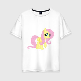 Женская футболка хлопок Oversize с принтом Пони пегас Флаттершай в Белгороде, 100% хлопок | свободный крой, круглый ворот, спущенный рукав, длина до линии бедер
 | my little pony | пегас | пони | флаттершай