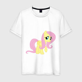 Мужская футболка хлопок с принтом Пони пегас Флаттершай в Белгороде, 100% хлопок | прямой крой, круглый вырез горловины, длина до линии бедер, слегка спущенное плечо. | Тематика изображения на принте: my little pony | пегас | пони | флаттершай