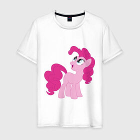 Мужская футболка хлопок с принтом Пони Пинки Пай в Белгороде, 100% хлопок | прямой крой, круглый вырез горловины, длина до линии бедер, слегка спущенное плечо. | my little pony | пинки пай | пони