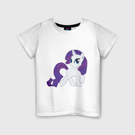 Детская футболка хлопок с принтом Пони Рарити в Белгороде, 100% хлопок | круглый вырез горловины, полуприлегающий силуэт, длина до линии бедер | my little pony | пони | рарити