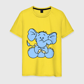 Мужская футболка хлопок с принтом Слонёнок в Белгороде, 100% хлопок | прямой крой, круглый вырез горловины, длина до линии бедер, слегка спущенное плечо. | 