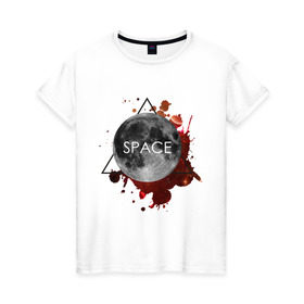 Женская футболка хлопок с принтом Планета в Белгороде, 100% хлопок | прямой крой, круглый вырез горловины, длина до линии бедер, слегка спущенное плечо | infinite | interstellar | space | univers | астронавт | вселенная | интерстеллар | космонавт | луна | планета