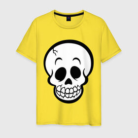 Мужская футболка хлопок с принтом Забавный черепок в Белгороде, 100% хлопок | прямой крой, круглый вырез горловины, длина до линии бедер, слегка спущенное плечо. | скелет