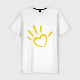 Мужская футболка премиум с принтом Всем пятёрку от души в Белгороде, 92% хлопок, 8% лайкра | приталенный силуэт, круглый вырез ворота, длина до линии бедра, короткий рукав | дай пять | ладонь | рука | сердце