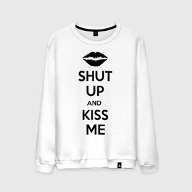 Мужской свитшот хлопок с принтом Kiss me в Белгороде, 100% хлопок |  | Тематика изображения на принте: kiss | shut up | заткнись | поцелуй
