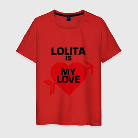 Мужская футболка хлопок с принтом Лолита - моя любовь в Белгороде, 100% хлопок | прямой крой, круглый вырез горловины, длина до линии бедер, слегка спущенное плечо. | lola | my love | лола | лолита | моя любовь