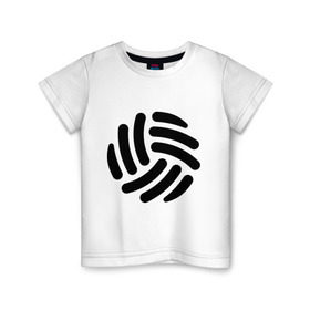 Детская футболка хлопок с принтом Волейбольный мячик в Белгороде, 100% хлопок | круглый вырез горловины, полуприлегающий силуэт, длина до линии бедер | волейбол