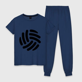 Женская пижама хлопок с принтом Волейбольный мячик в Белгороде, 100% хлопок | брюки и футболка прямого кроя, без карманов, на брюках мягкая резинка на поясе и по низу штанин | волейбол