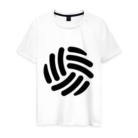 Мужская футболка хлопок с принтом Волейбольный мячик в Белгороде, 100% хлопок | прямой крой, круглый вырез горловины, длина до линии бедер, слегка спущенное плечо. | волейбол