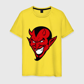 Мужская футболка хлопок с принтом Злобный демон в Белгороде, 100% хлопок | прямой крой, круглый вырез горловины, длина до линии бедер, слегка спущенное плечо. | демон | дьявол | зло | злобный | сатана | черт