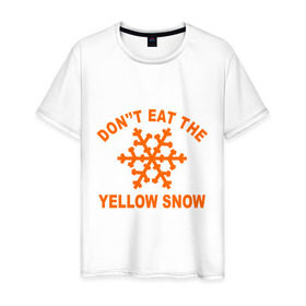 Мужская футболка хлопок с принтом Don`t eat the yelow snow в Белгороде, 100% хлопок | прямой крой, круглый вырез горловины, длина до линии бедер, слегка спущенное плечо. | dont eat | snow | yellow | желтый снег | не ешь | снег