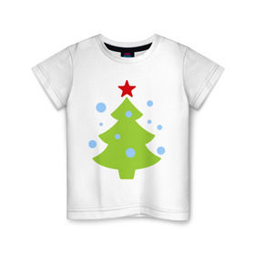 Детская футболка хлопок с принтом Ёлочка и снежок в Белгороде, 100% хлопок | круглый вырез горловины, полуприлегающий силуэт, длина до линии бедер | 2015 | new year | елка | зима | новый год | снег