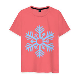 Мужская футболка хлопок с принтом Новогодняя снежинка в Белгороде, 100% хлопок | прямой крой, круглый вырез горловины, длина до линии бедер, слегка спущенное плечо. | 2015 | new year | зима | новый год | снежинка