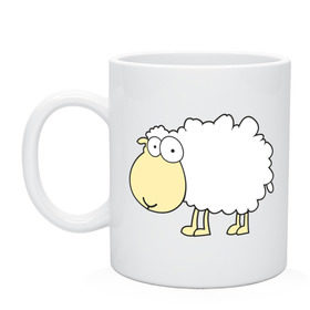 Кружка с принтом Милая овечка в Белгороде, керамика | объем — 330 мл, диаметр — 80 мм. Принт наносится на бока кружки, можно сделать два разных изображения | 2015 | new year | новый год | овечка | овца