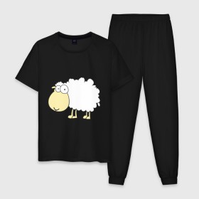 Мужская пижама хлопок с принтом Милая овечка в Белгороде, 100% хлопок | брюки и футболка прямого кроя, без карманов, на брюках мягкая резинка на поясе и по низу штанин
 | 2015 | new year | новый год | овечка | овца